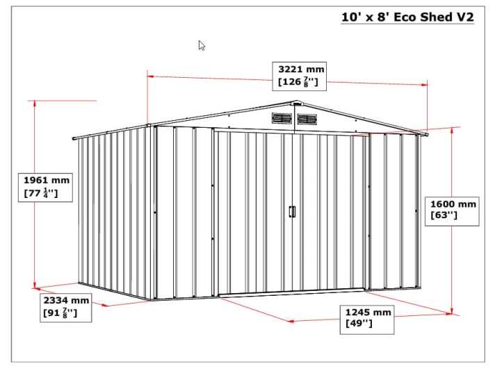 10x8 ECO Steel Shed Grey - CoolaLiving.ie - %image_id%