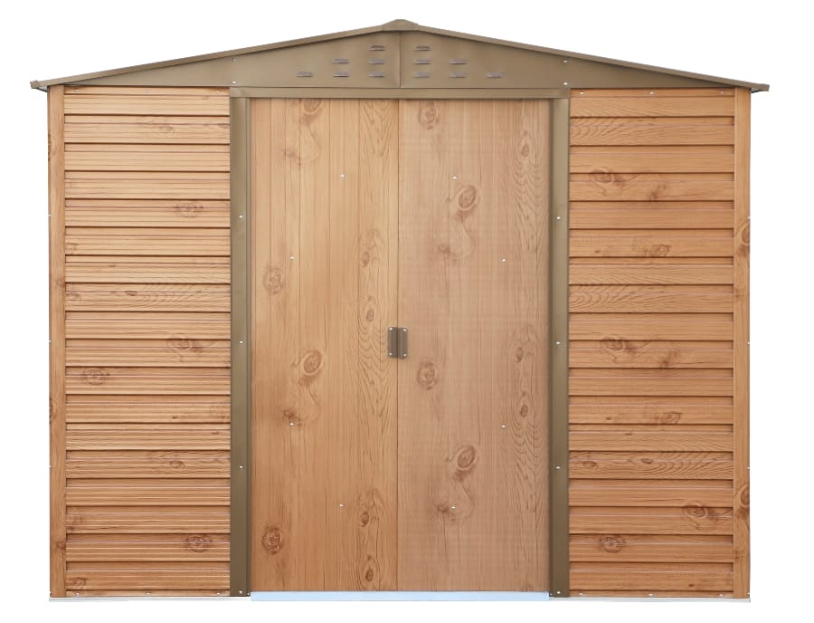 AAlpine 8x6 WoodGrain Brown Steel Shed - CoolaLiving.ie - %image_id%