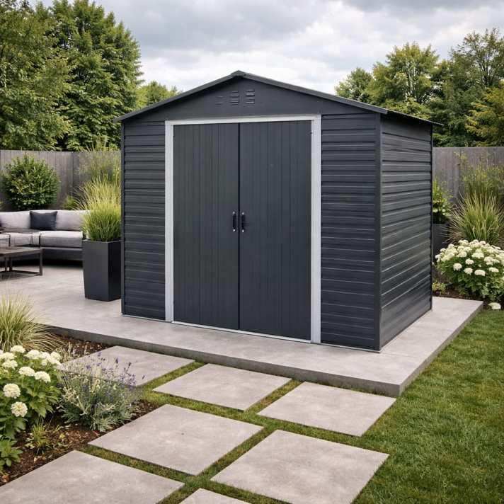 Alpine 8x6 Grey Steel Shed - CoolaLiving.ie - %image_id%