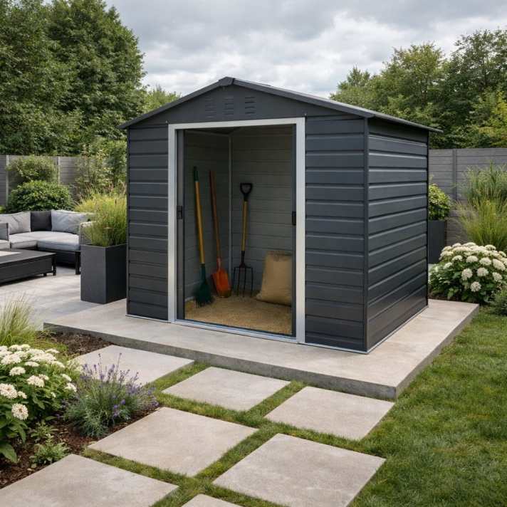 Alpine 8x6 Grey Steel Shed - CoolaLiving.ie - %image_id%