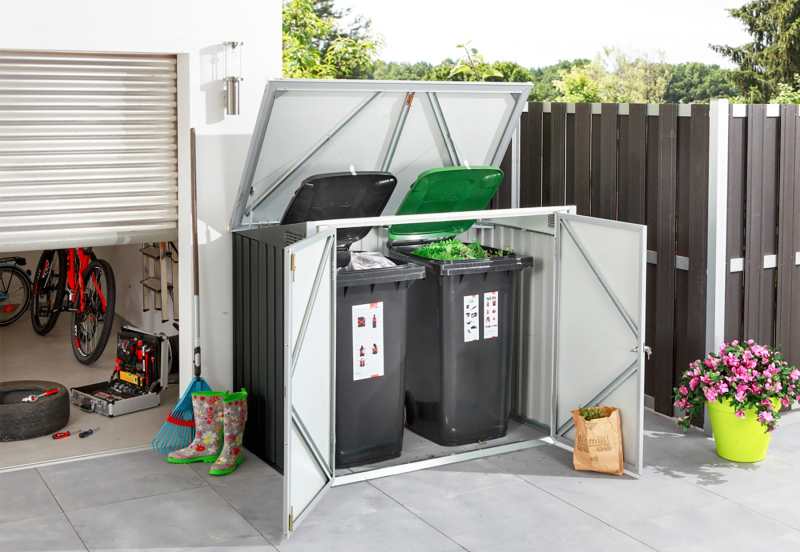 5×3 Steel 2 WheelieBin Shed Grey - CoolaLiving.ie - %image_id%